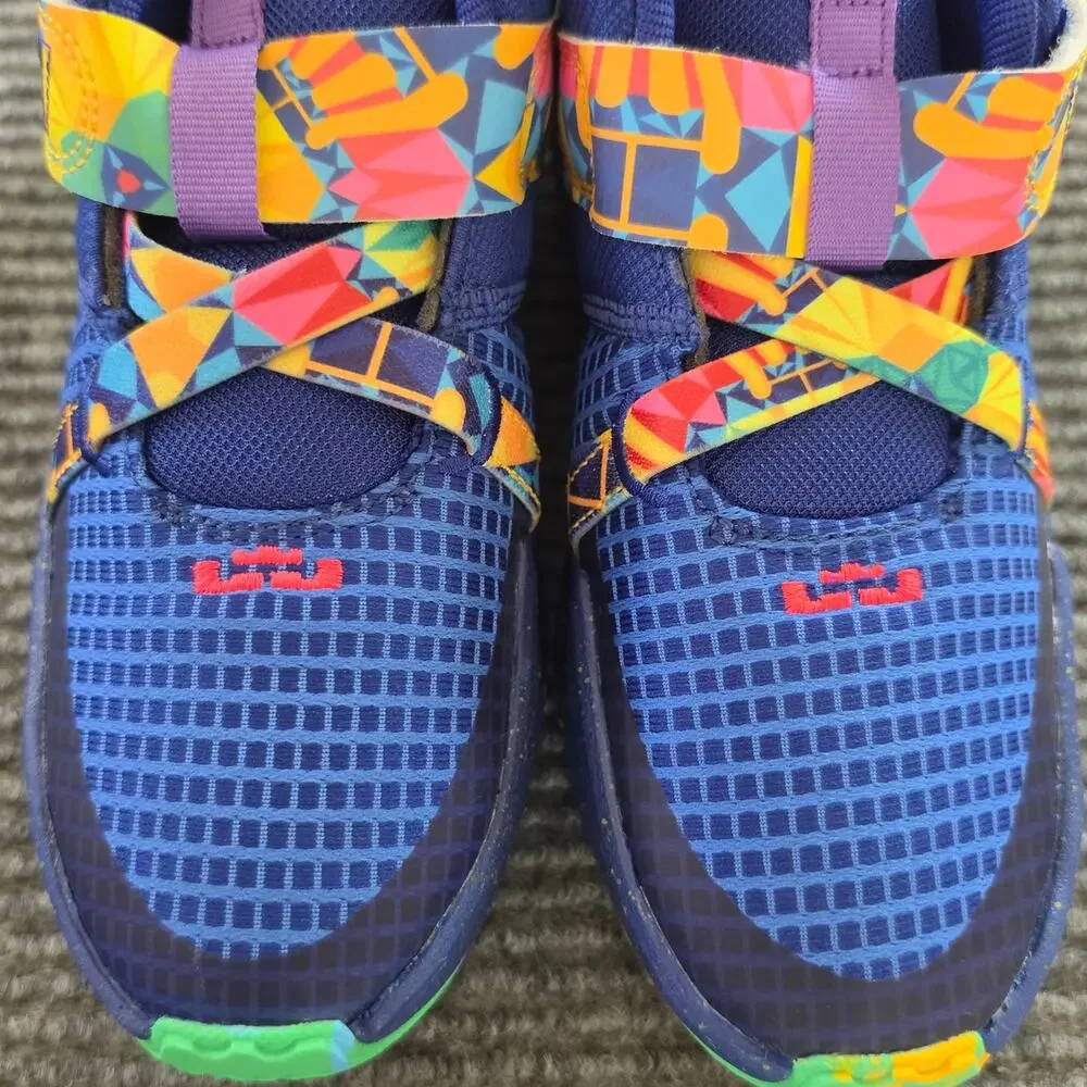Nike LeBron Witness VII PS Kaleidoscope Blue Size Kids Size 1Y Basketball Shoes